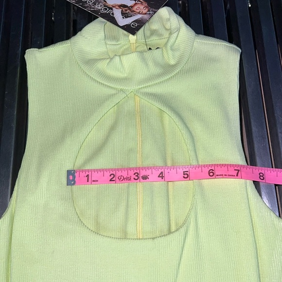Soft Lime Green mini dress w/ open chest by Naked Wardrobe size small NWT - Picture 4 of 8